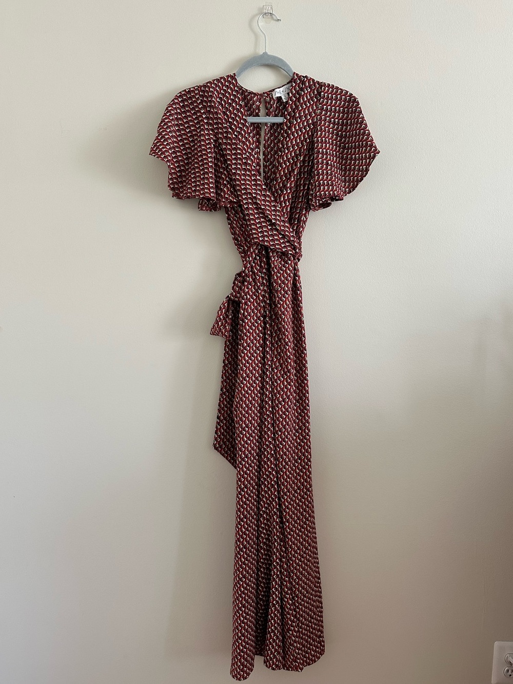 Red Printed Wrap Maxi Jumpsuit